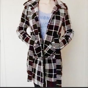 Black and white belted jacket